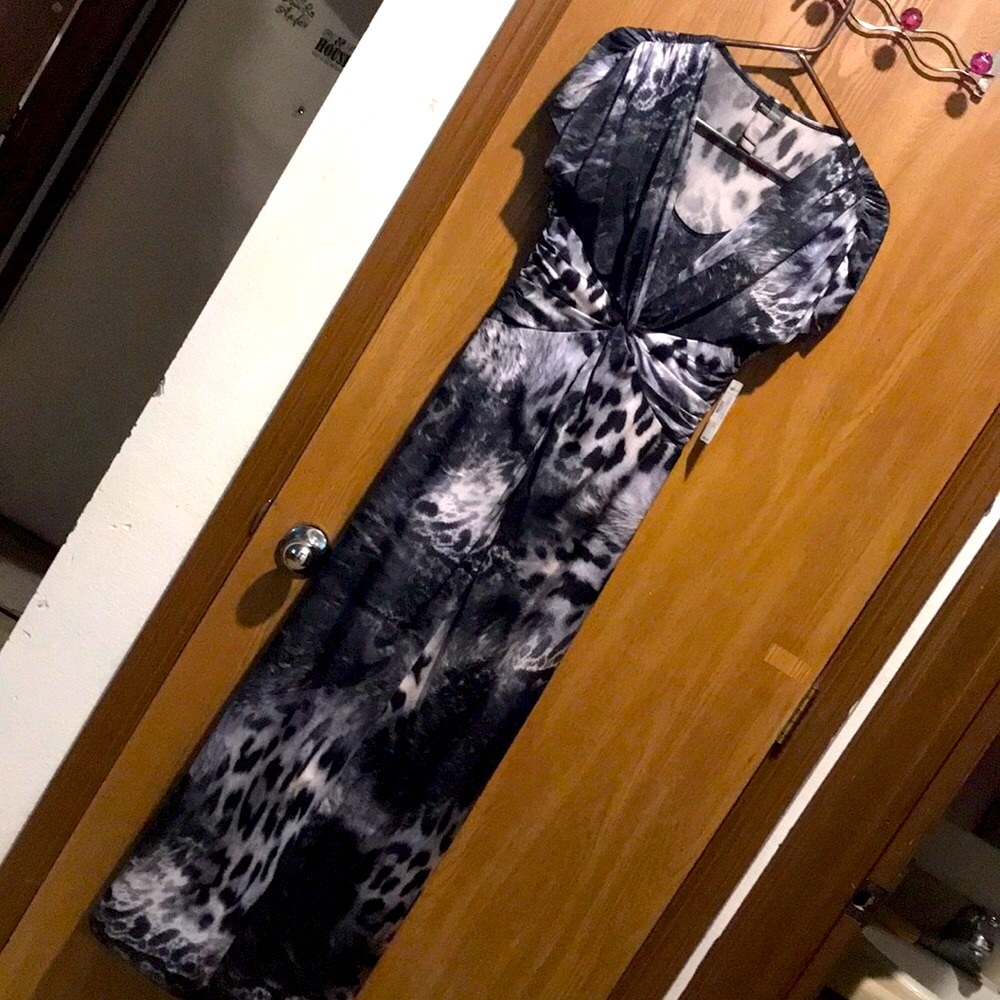 Bijou Gunmetal And Black Animal Print Maxi NWT